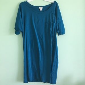 blue long t-shirt dress
